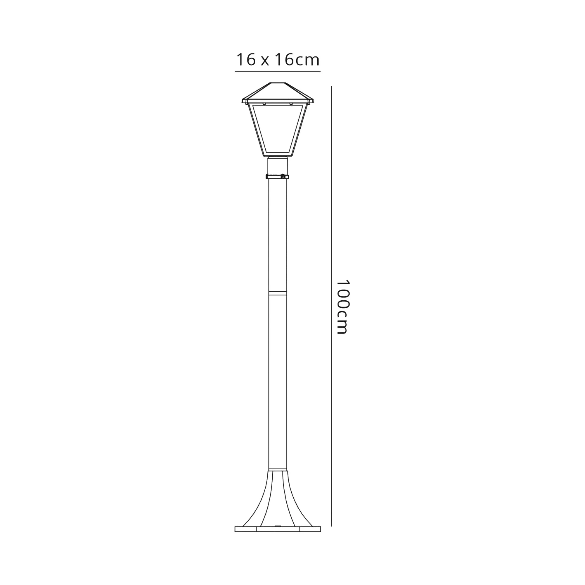 Luqi 100cm Post 1 Light IP44 Black, Clear D0548  Deco Luqi